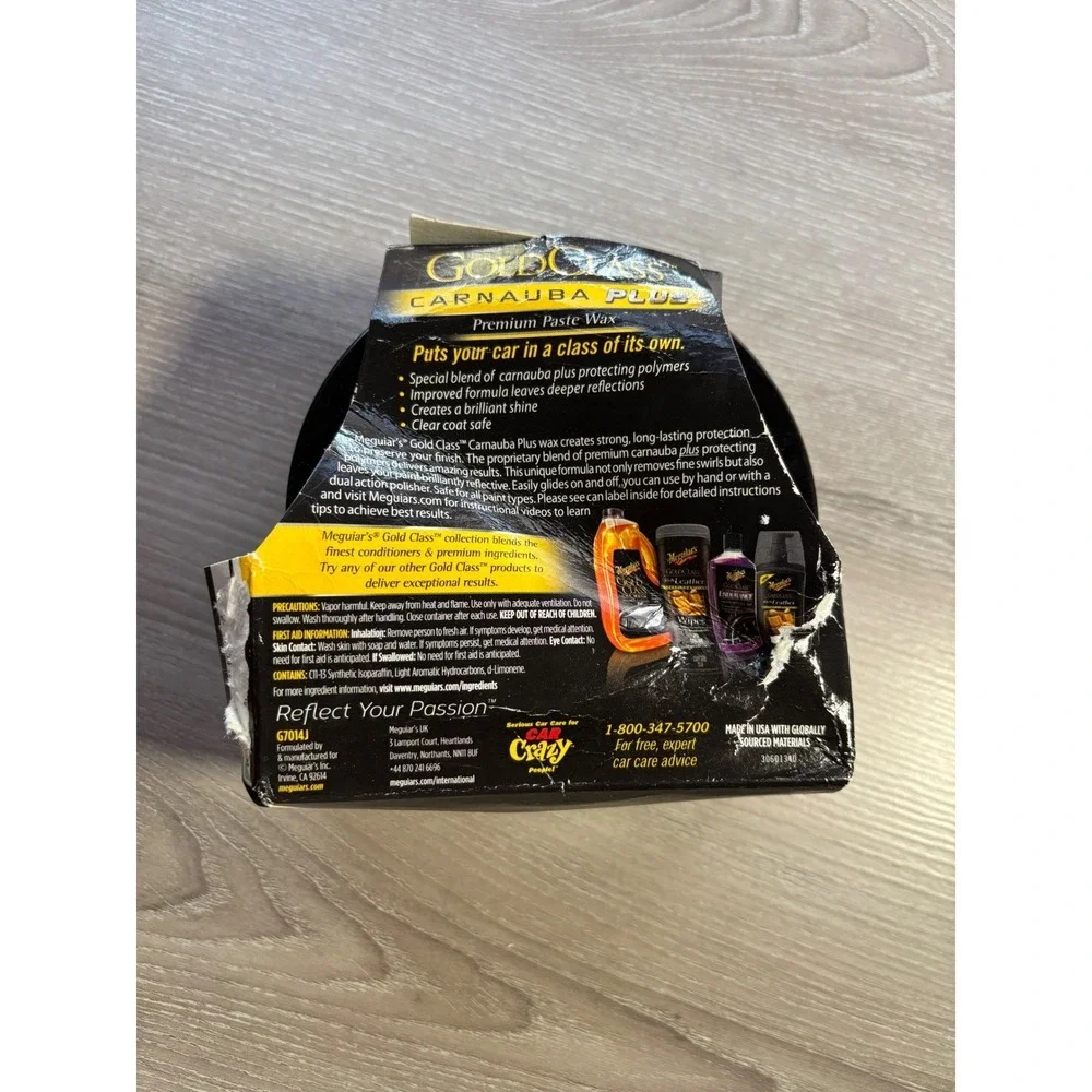 Meguiars Gold Class Carnauba Plus Premium Paste Wax 11oz G7014J with Applicator